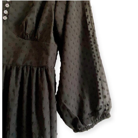 J.Crew Swiss Dot Tiered Midi Dress Black Long Sleeve Sheer Size 2 NWT - Picture 12 of 16
